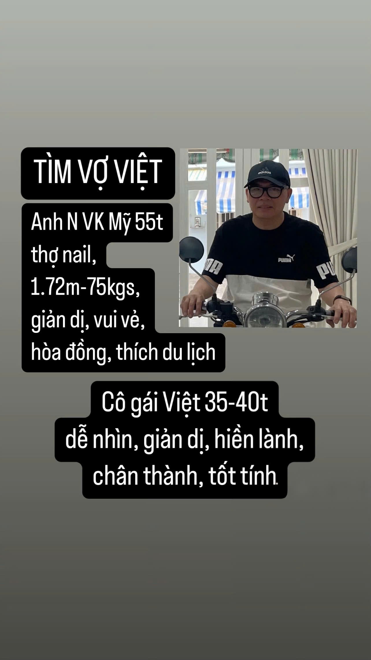 Kết nối ❤️ với anh N VK Mỹ 55t. Nếu bạn thấy phù hợp với anh N VK Mỹ 55t thì nhắn tin qua fb Trang ở Thụy Sĩ nhé ☘️ #ketnoi #tinhyeu #yeuthuong #xuhuong